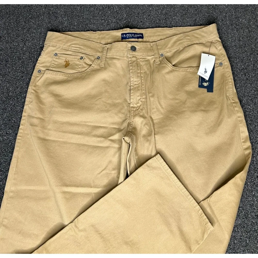 US Polo Assn‎ Active Stretch Slim Straight Pants Mens 38x34 Honey Tan New